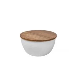 Stolik kawowy Storage Orient 60 cm Biały Z Blatem z drewna Mango