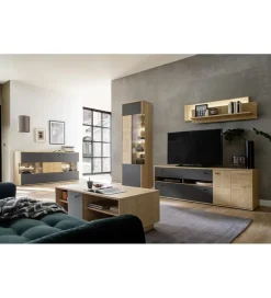 Stolik kawowy VALENCIA 115 cm antracytowo naturalny
