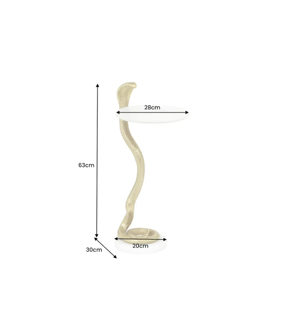 Stolik kawowy WILDLIFE COBRA 60 cm złoty biały marmur