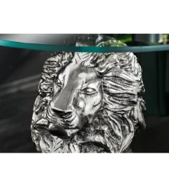 Stolik kawowy WILDLIFE LION 60 cm antyczne srebro