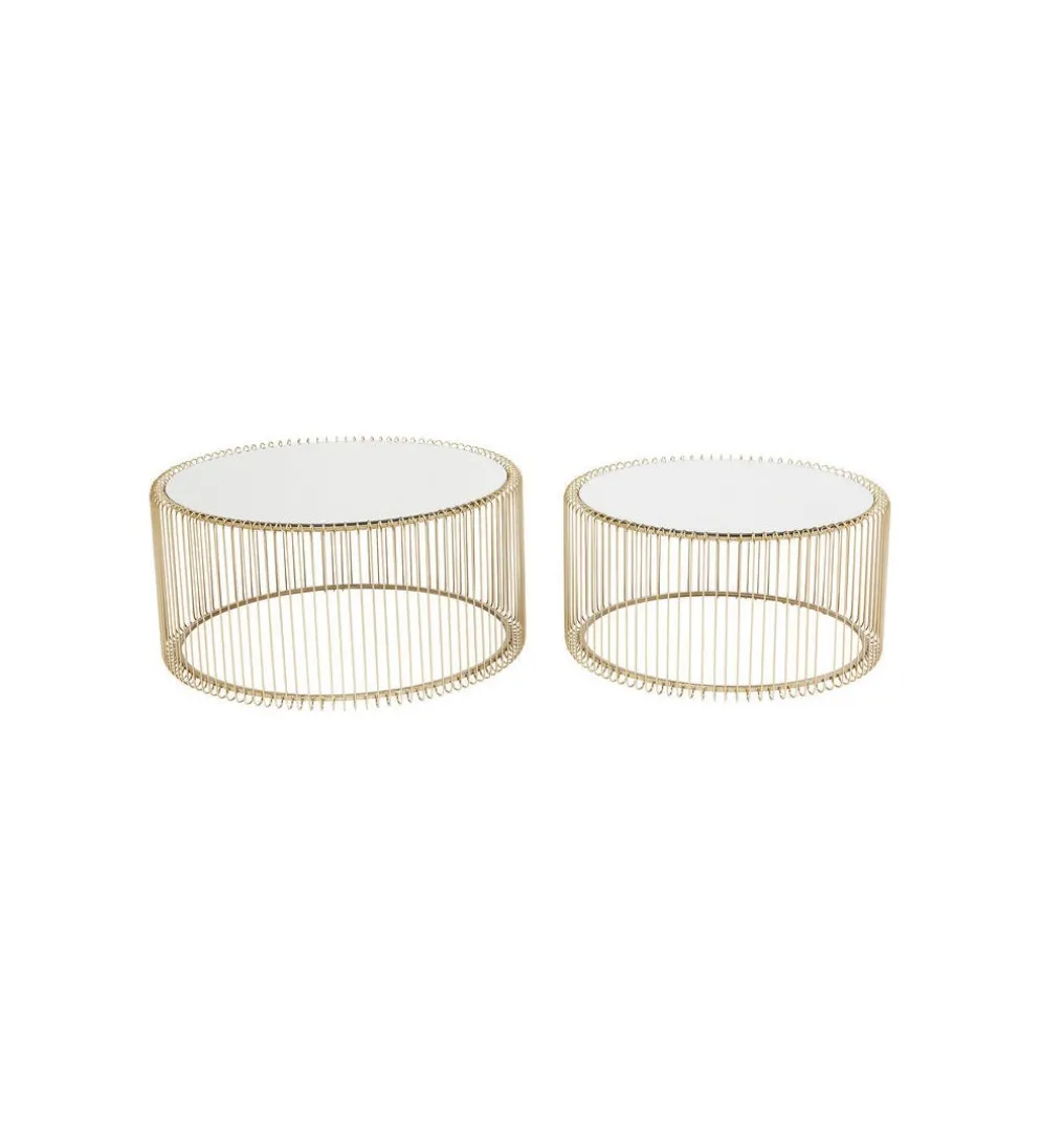 Stolik kawowy Wire Brass set 2 złoty