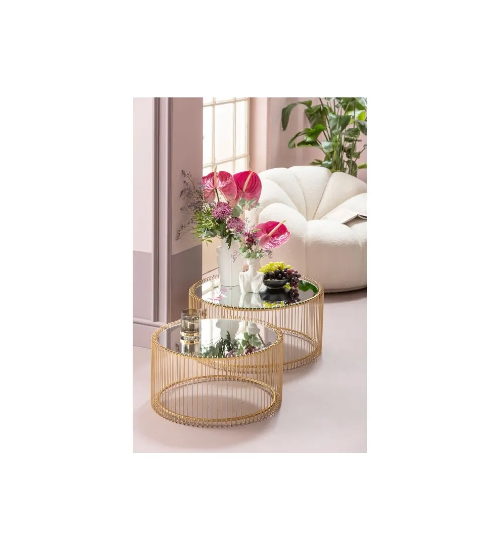 Stolik kawowy Wire Brass set 2 złoty