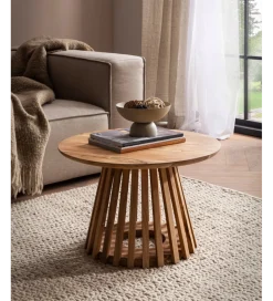 Stolik kawowy WOHNLING 60 cm drewno akacja naturalny