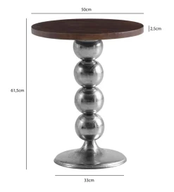Stolik kawowy WOHNLING 50 cm drewno mango srebrny