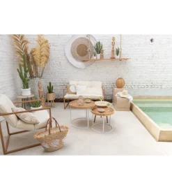 Stolik kawowy ZIGZAK set 3 rattan