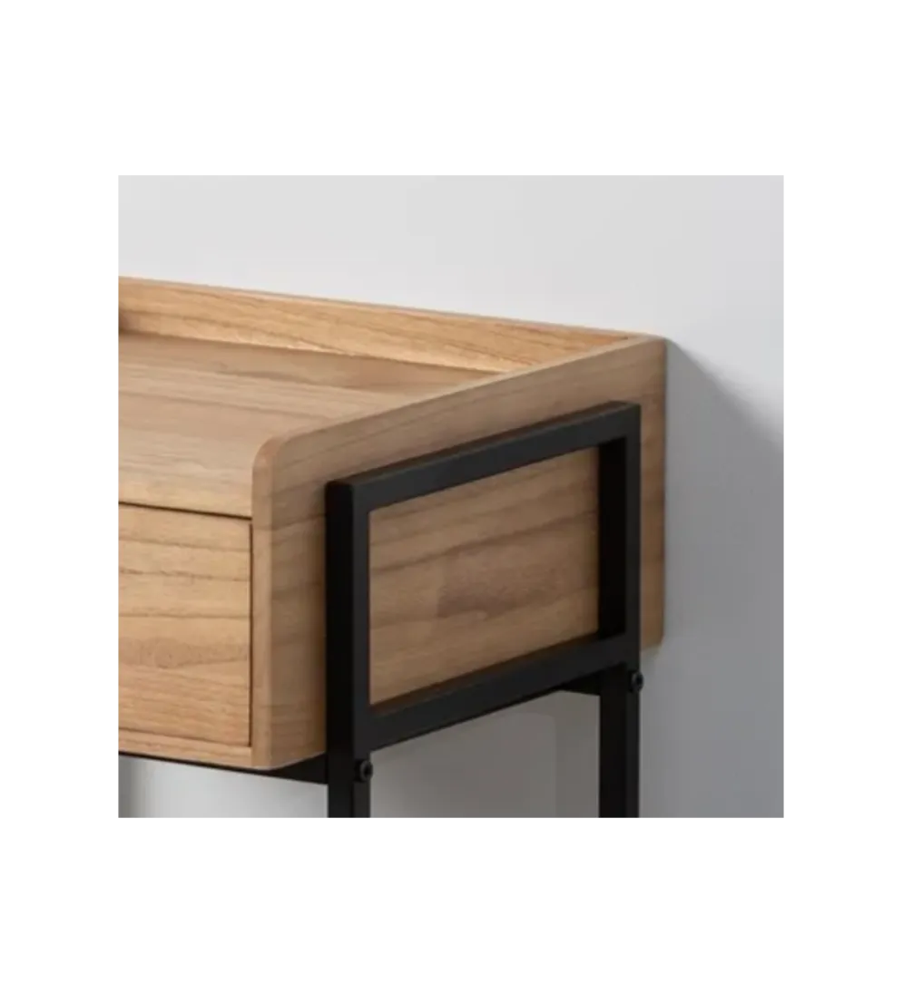 Stolik nocny INDUSTRIAL 56 cm naturalny czarny
