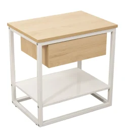 Stolik nocny PRETRUSIA 50 cm naturalny biały
