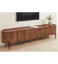 Stolik pod TV ADLON 200 cm drewno mango wzór 3D