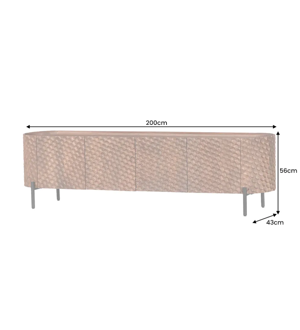 Stolik pod TV ADLON 200 cm drewno mango wzór 3D