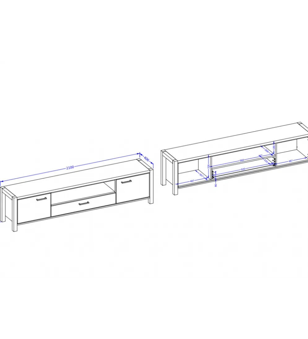 Stolik Pod TV AKTIV 210 cm w optyce dąb Taurus
