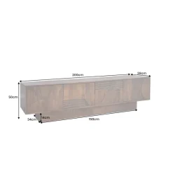 Stolik pod TV ART DECO 200 cm drewno mango brązowy