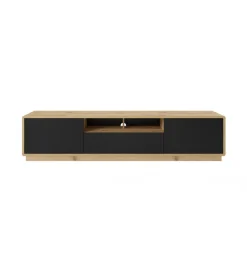 Stolik pod TV ASTON 200 cm czarny z dodatkiem koloru dąb Taurus