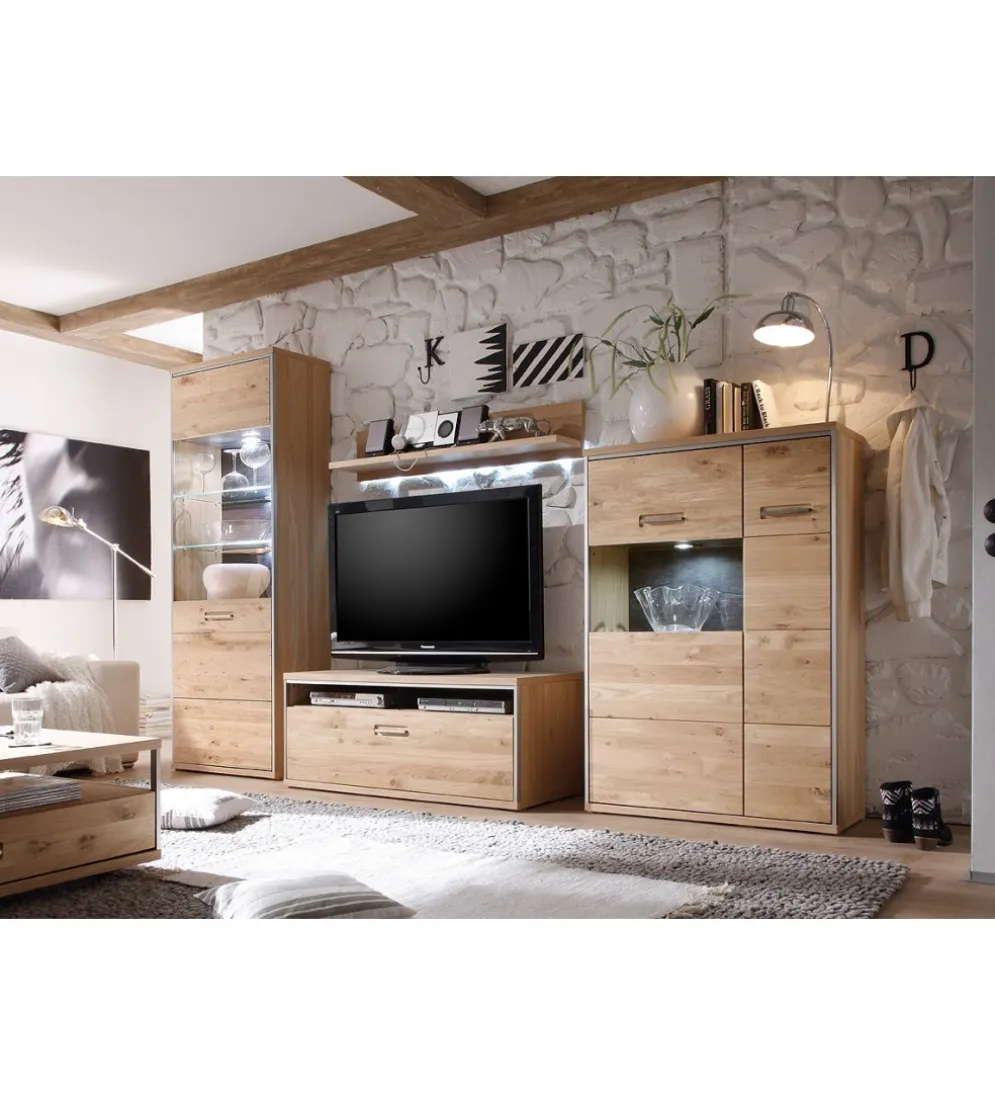 Stolik pod TV ESPERO 124 cm dąb sękaty olejowany w kolorze bianco