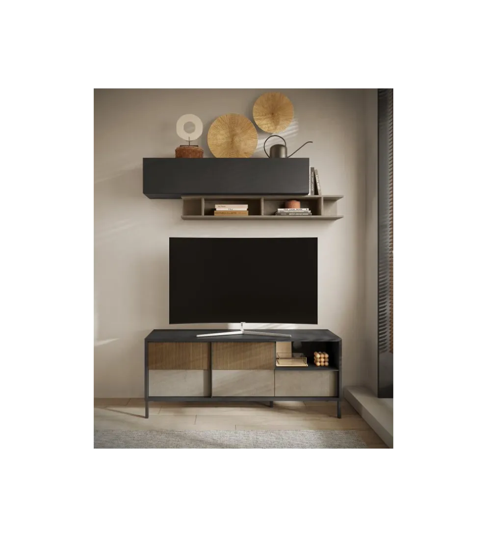 Stolik pod TV EVEREST 156 cm brązowo beżowy