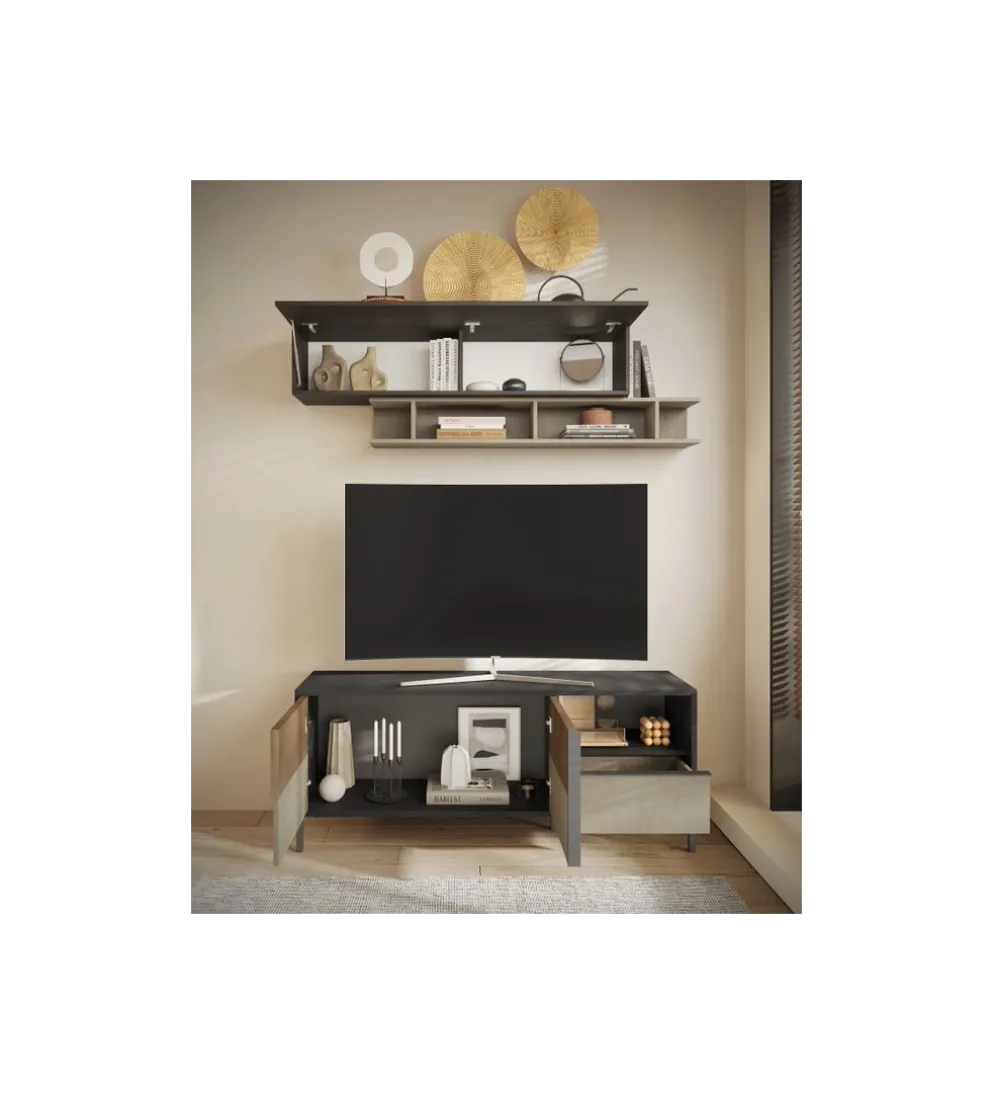 Stolik pod TV EVEREST 156 cm brązowo beżowy