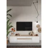 Stolik pod TV FANTASY 205 cm biały z dodatkiem koloru dąb Cadiz