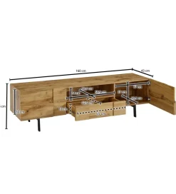 Stolik pod Tv GROSSETO 160 cm w kolorze dąb