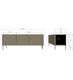 Stolik pod TV GUNNAR 154 cm drewno sosny czarny mat
