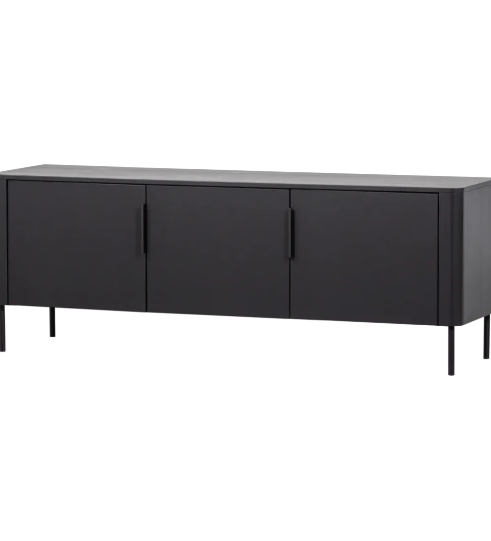 Stolik pod TV GUNNAR 154 cm drewno sosny czarny mat