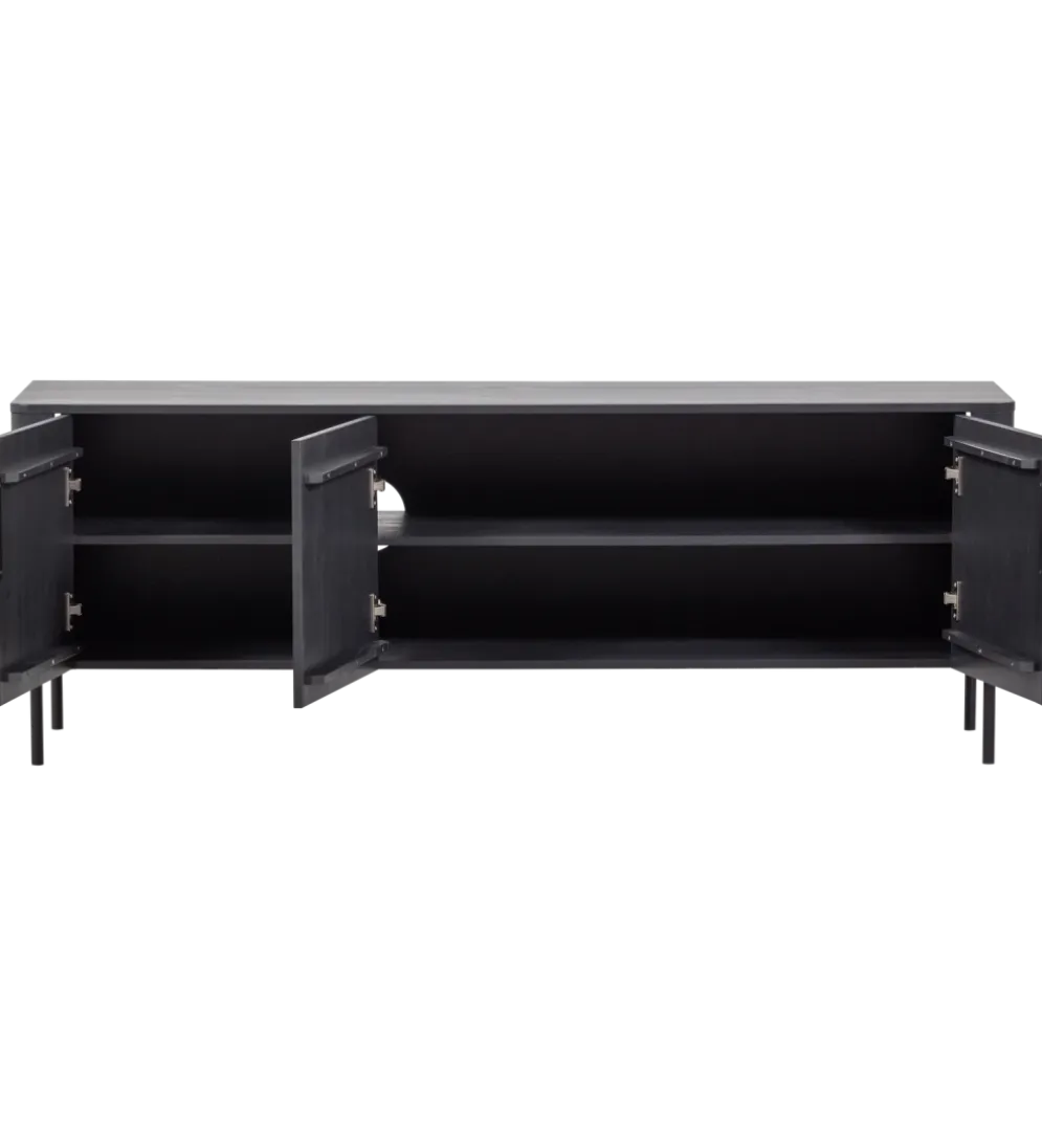 Stolik pod TV GUNNAR 154 cm drewno sosny czarny mat