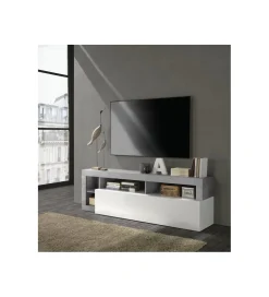 Stolik pod TV HAMBURG 184 cm biały z dodatkiem koloru szarego