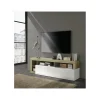 Stolik pod TV HAMBURG 184 cm biały z dodatkiem Koloru Dąb Cadiz