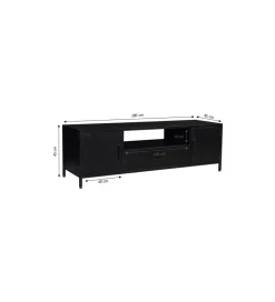 Stolik pod TV KALA 180 cm drewno mango czarna