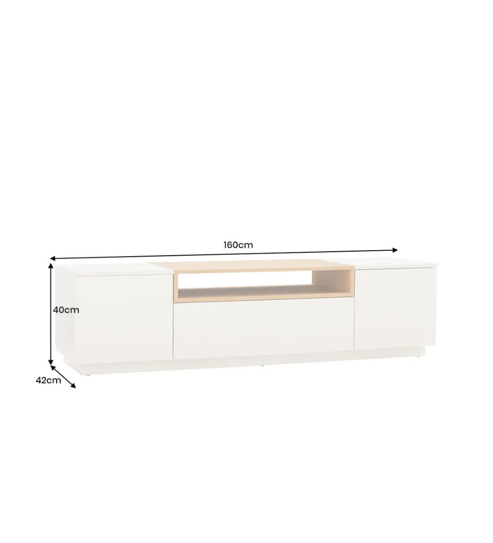 Stolik pod TV LOFT 160 cm biało naturalna