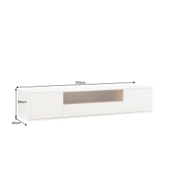 Stolik pod TV LOFT wiszący 150 cm biało naturalny