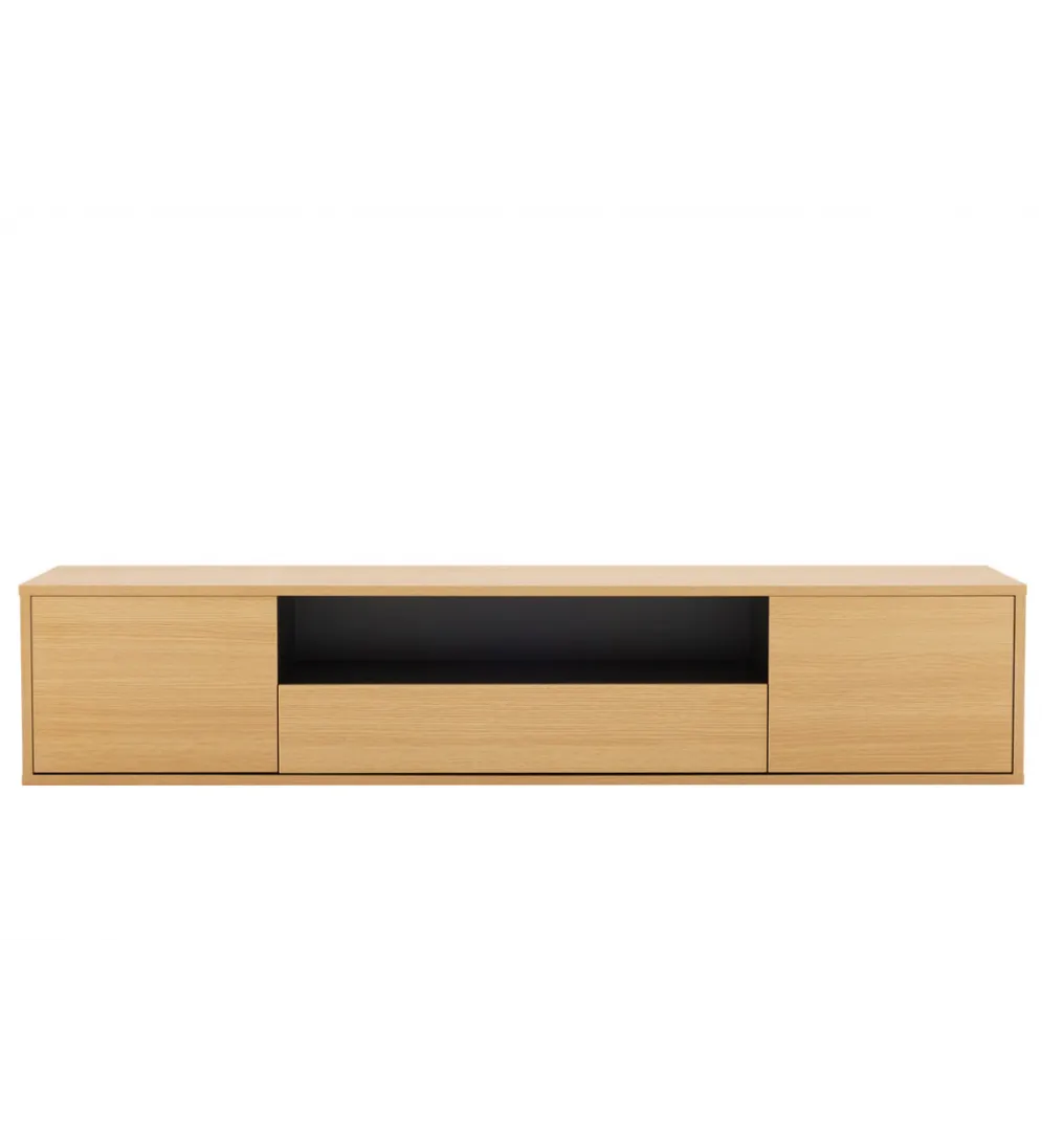 Stolik pod TV LOFT wiszący 150 cm naturalno czarna