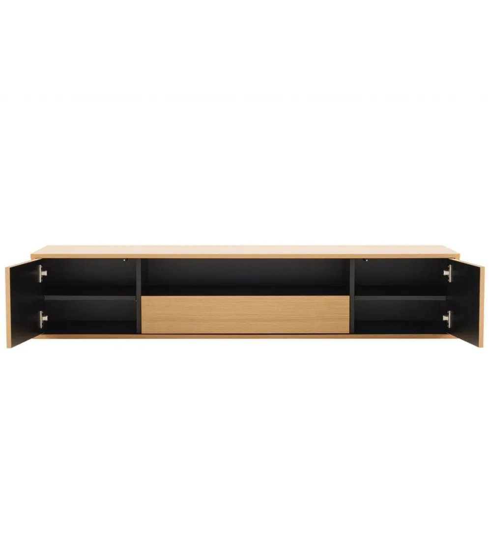 Stolik pod TV LOFT wiszący 150 cm naturalno czarna