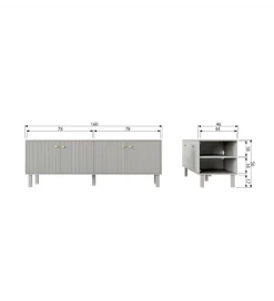 Stolik pod TV MADU 160 cm drewno sosny szary
