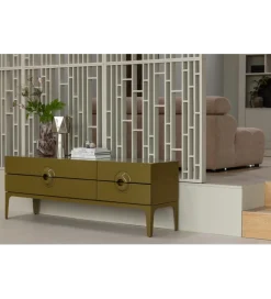 Stolik pod TV MERGE 160 cm drewno eukaliptusa miodowy odcień