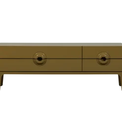 Stolik pod TV MERGE 160 cm drewno eukaliptusa miodowy odcień