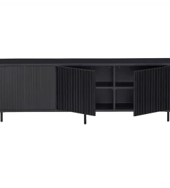 Stolik pod TV NEW GRAVURE 150 cm drewno sosny czarny