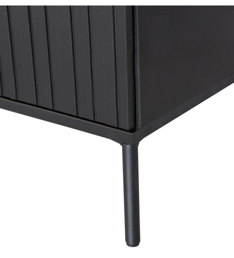 Stolik pod TV NEW GRAVURE 100 cm drewno sosny czarny