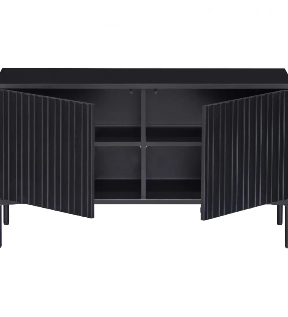 Stolik pod TV NEW GRAVURE 100 cm drewno sosny czarny