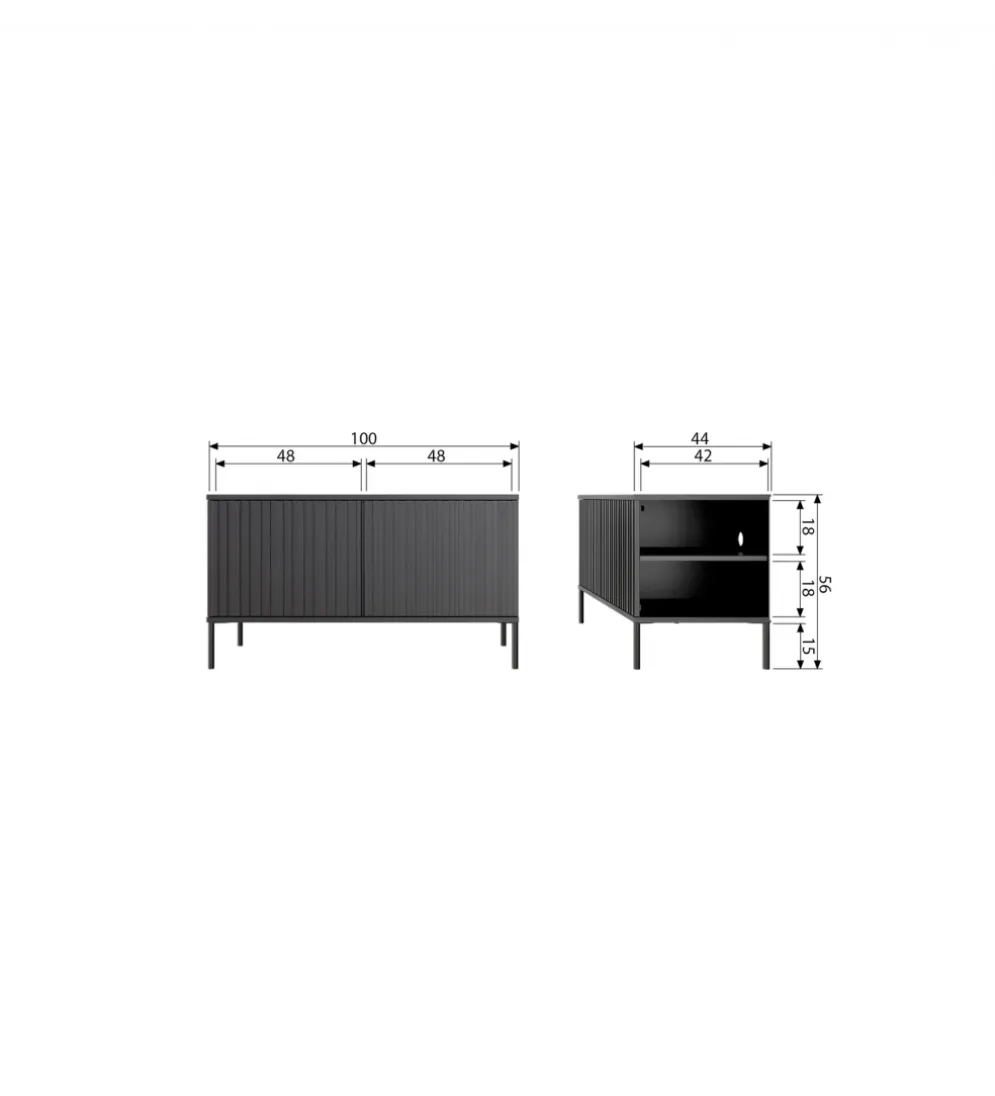 Stolik pod TV NEW GRAVURE 100 cm drewno sosny czarny