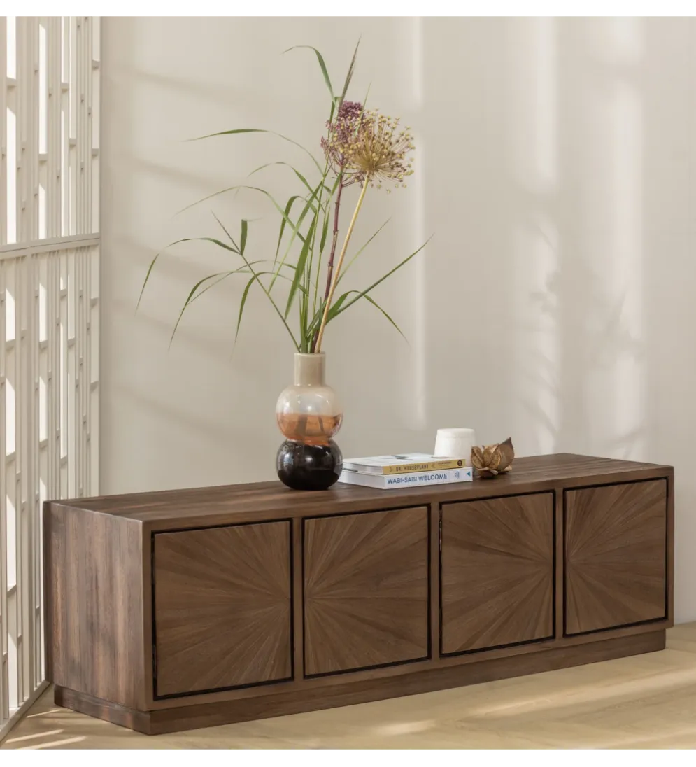 Stolik pod TV SUN 150 cm drewno teak brązowy