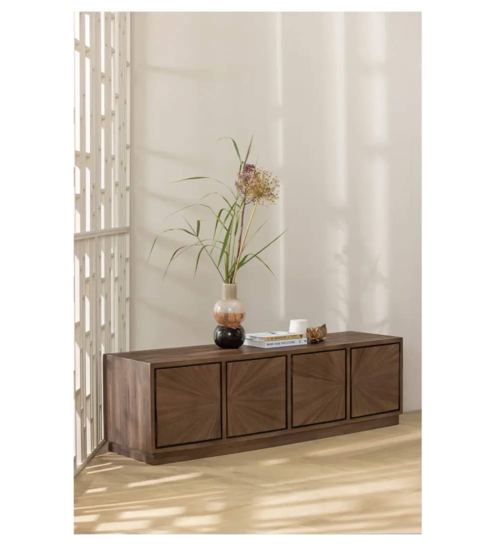 Stolik pod TV SUN 150 cm drewno teak brązowy
