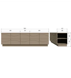 Stolik pod TV TEO 180 cm drewno sosnowe mud