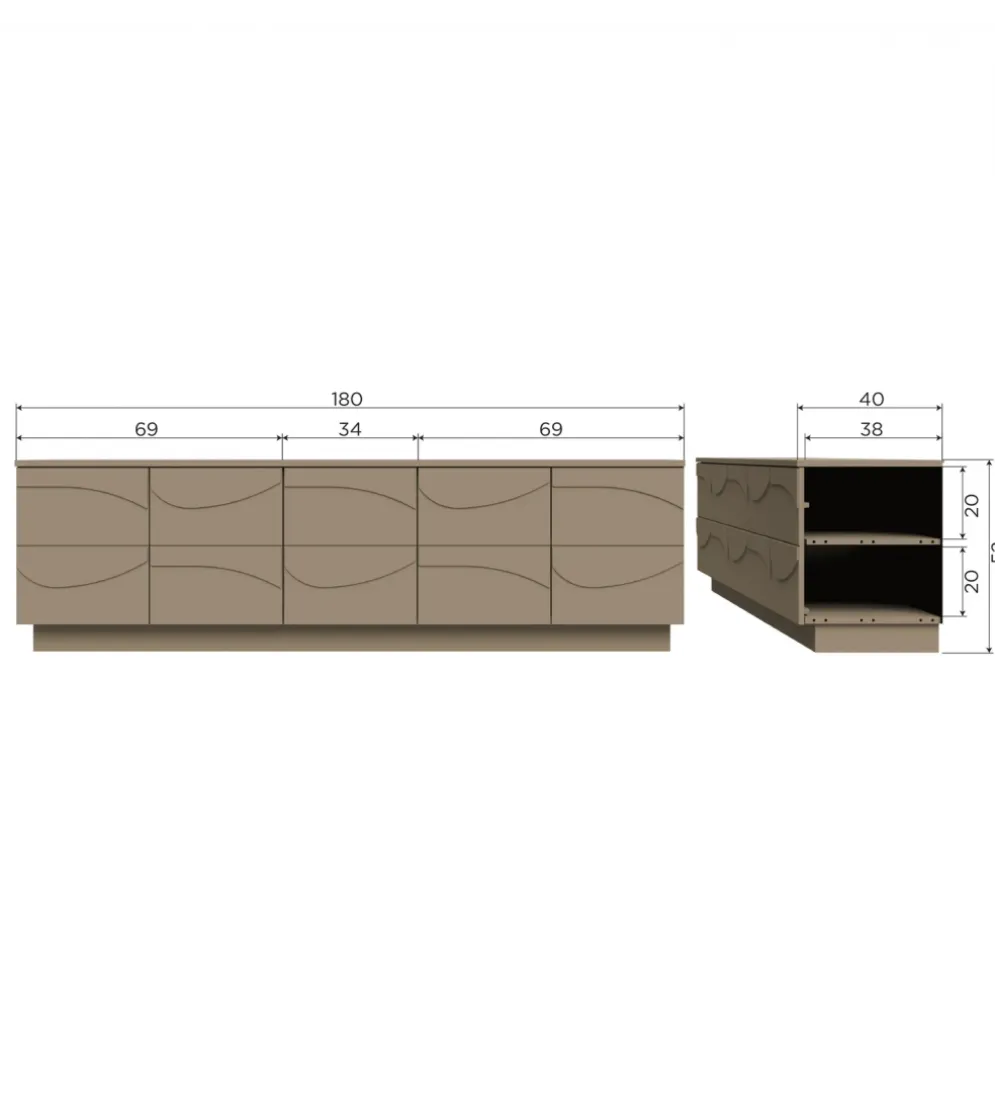 Stolik pod TV TEO 180 cm drewno sosnowe mud