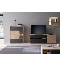 Stolik pod TV VALENCIA 184 cm antracytowo naturalny