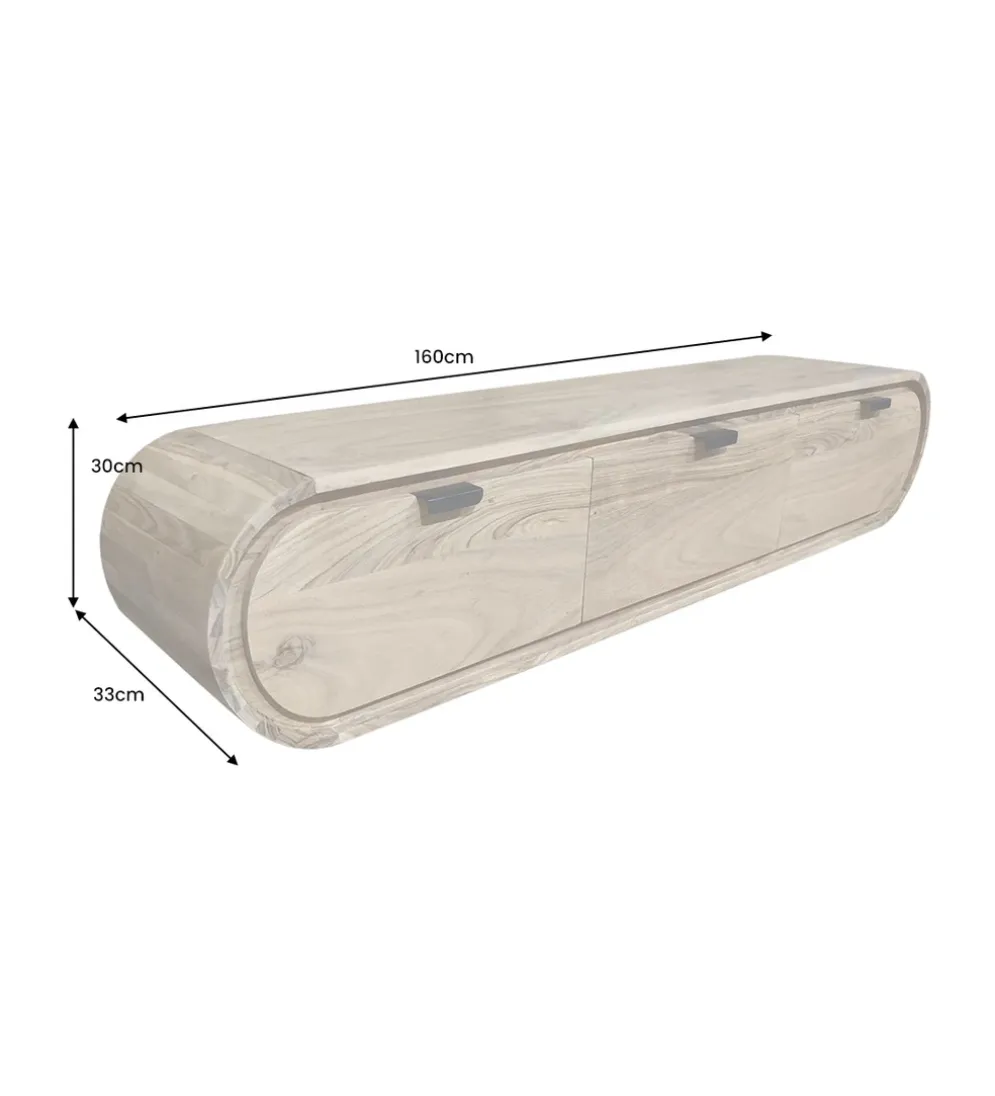 Stolik pod TV wiszący ORGANIC 160 cm drewno akacja
