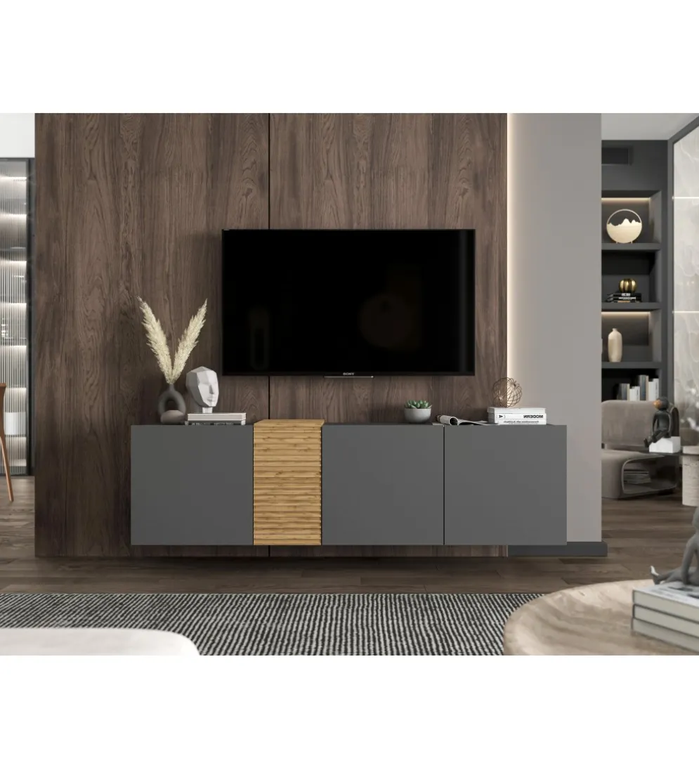 Stolik pod TV wiszący VANTA 160 cm antracyt mat