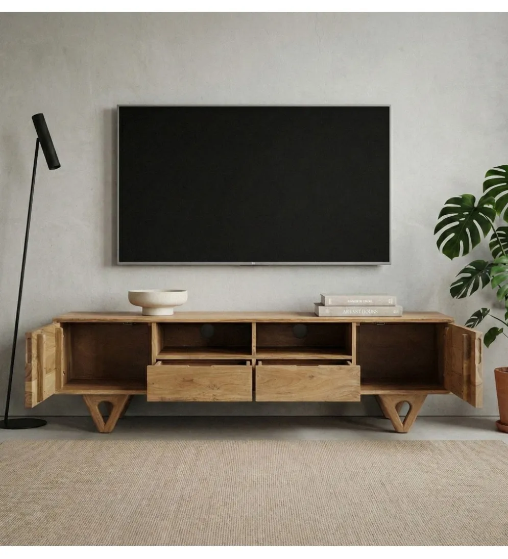 Stolik pod TV WOHNLING 160 cm drewno akacja
