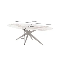 Stół owalny PANDORA 220 cm ceramika w optyce kamienia