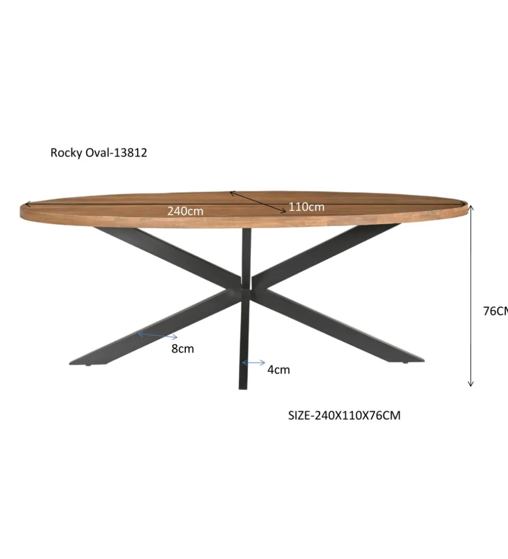 Stół owalny ROCKY 240 cm drewno mango