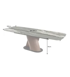 Stół rozkładany ELEMENTS od 180 do 260 cm ceramika efekt marmur taupe
