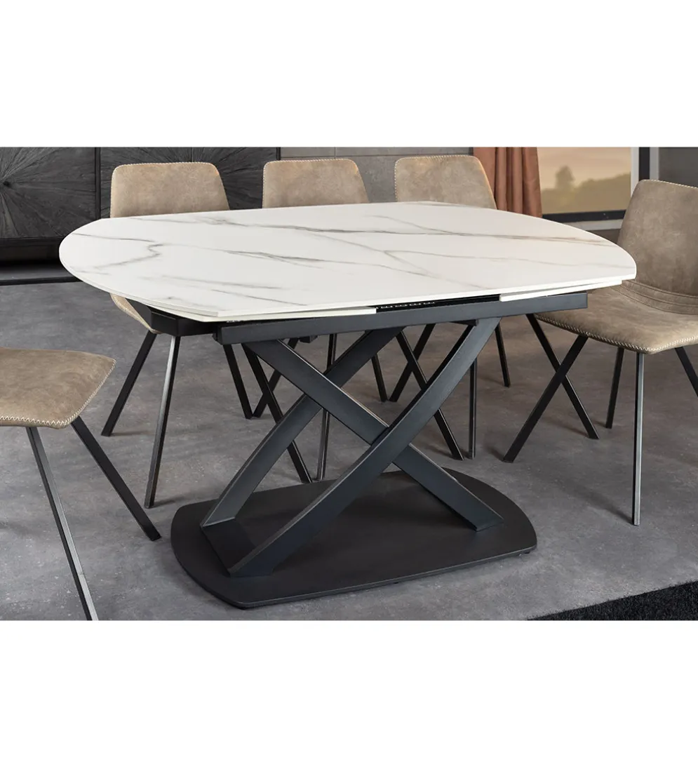 Stół rozkładany INCEPTION od 130 do 190 cm ceramiczny blat w optyce marmuru